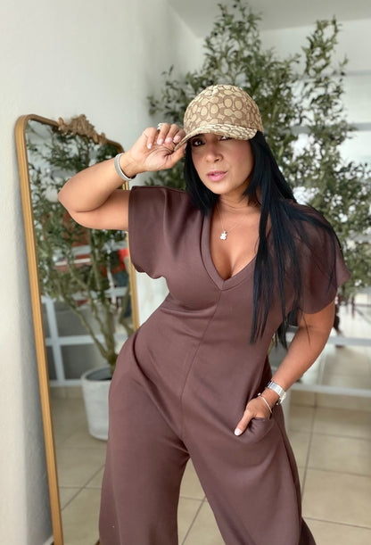 Baggy Choco Brown Spandex Luxe Jumpsuit (tiene bolsillos) el más amado!!
