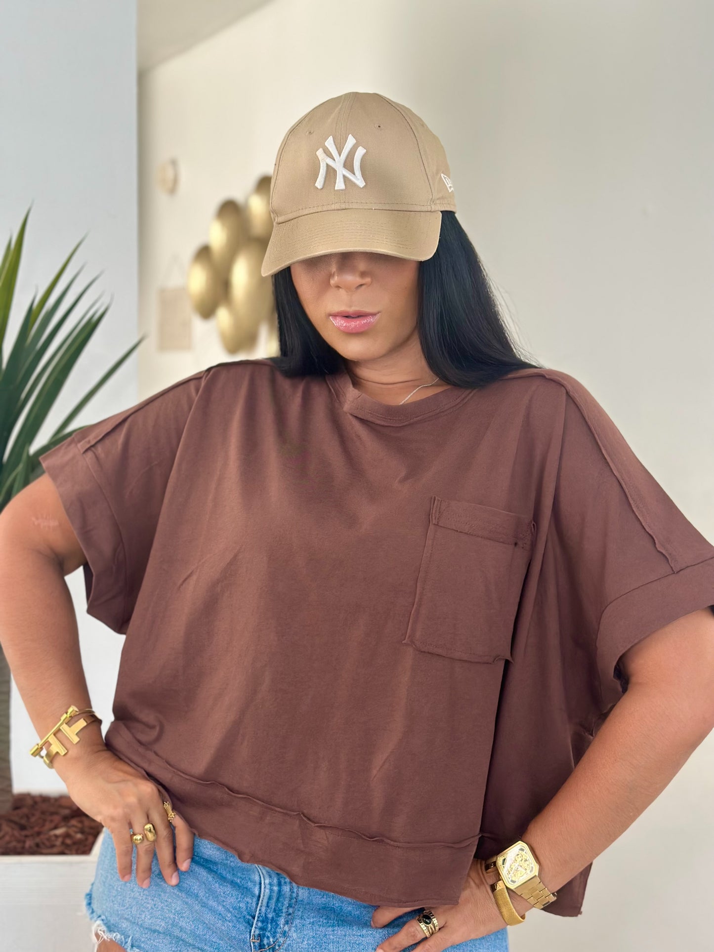 Brown Chocolate Oversized Spandex Top