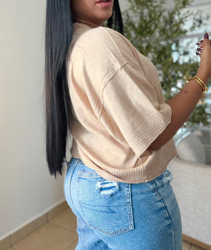 Eah! Eah! Beige Crema Luxe Premium Oversized Top (color crema)