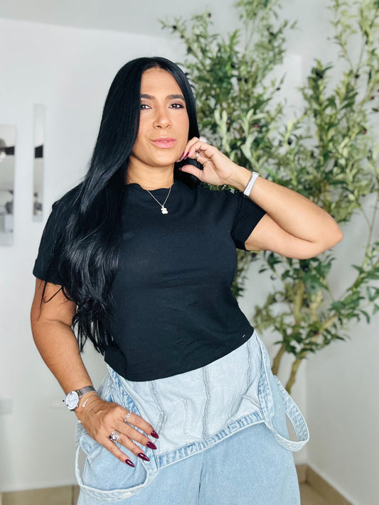 Luxe Black Shirt Basic Top