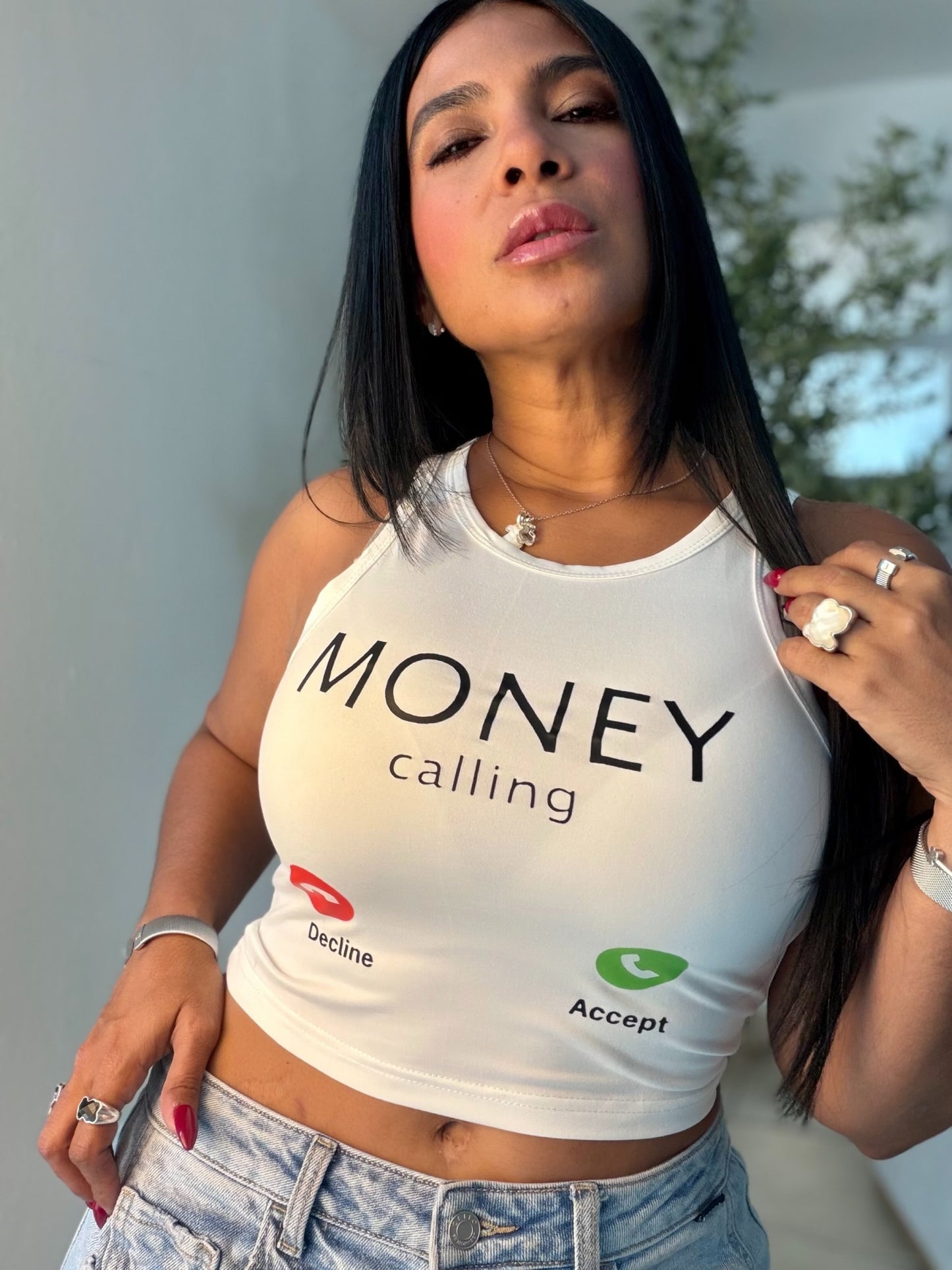 Money Calling Tren Basic 💯 cotton spandex (color blanca)
