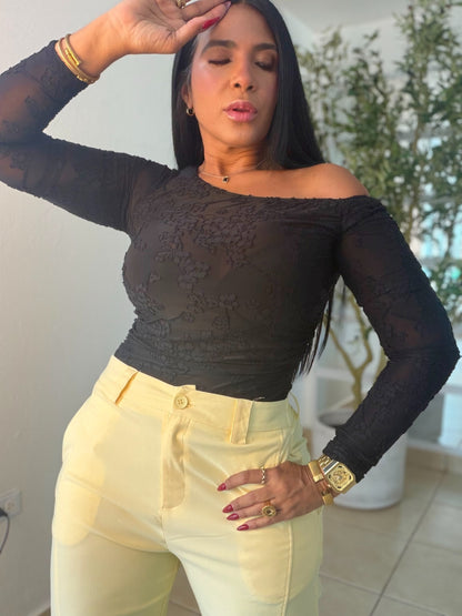 Black Spandex Lace Mesh Top de Lujo (color negro) SOLD OUT GRACIAS