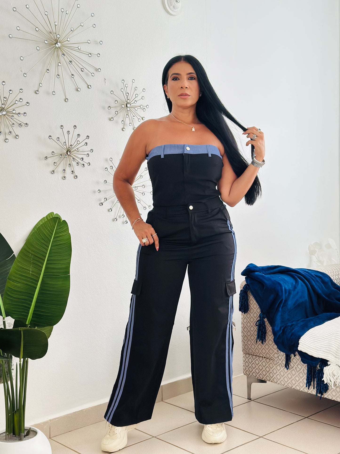 SET Black and Denim Style (totalmente expandible y cómodo ambas piezas) Único color