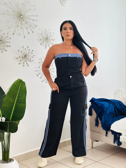 SET Black and Denim Style (totalmente expandible y cómodo ambas piezas) Único color