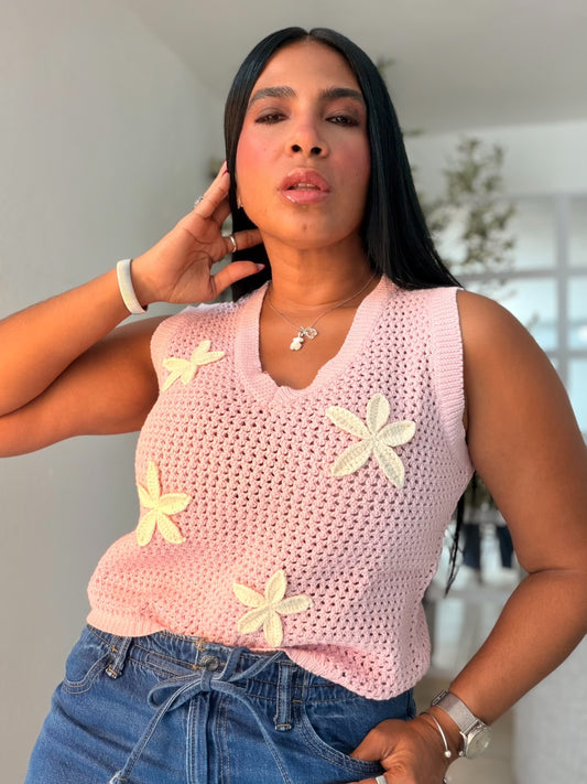 Estrellas Crochet Pretty Top Pink