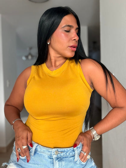 Mustard Yellow Spandex Long Basic Top One Size (SOLD OUT GRACIAS)
