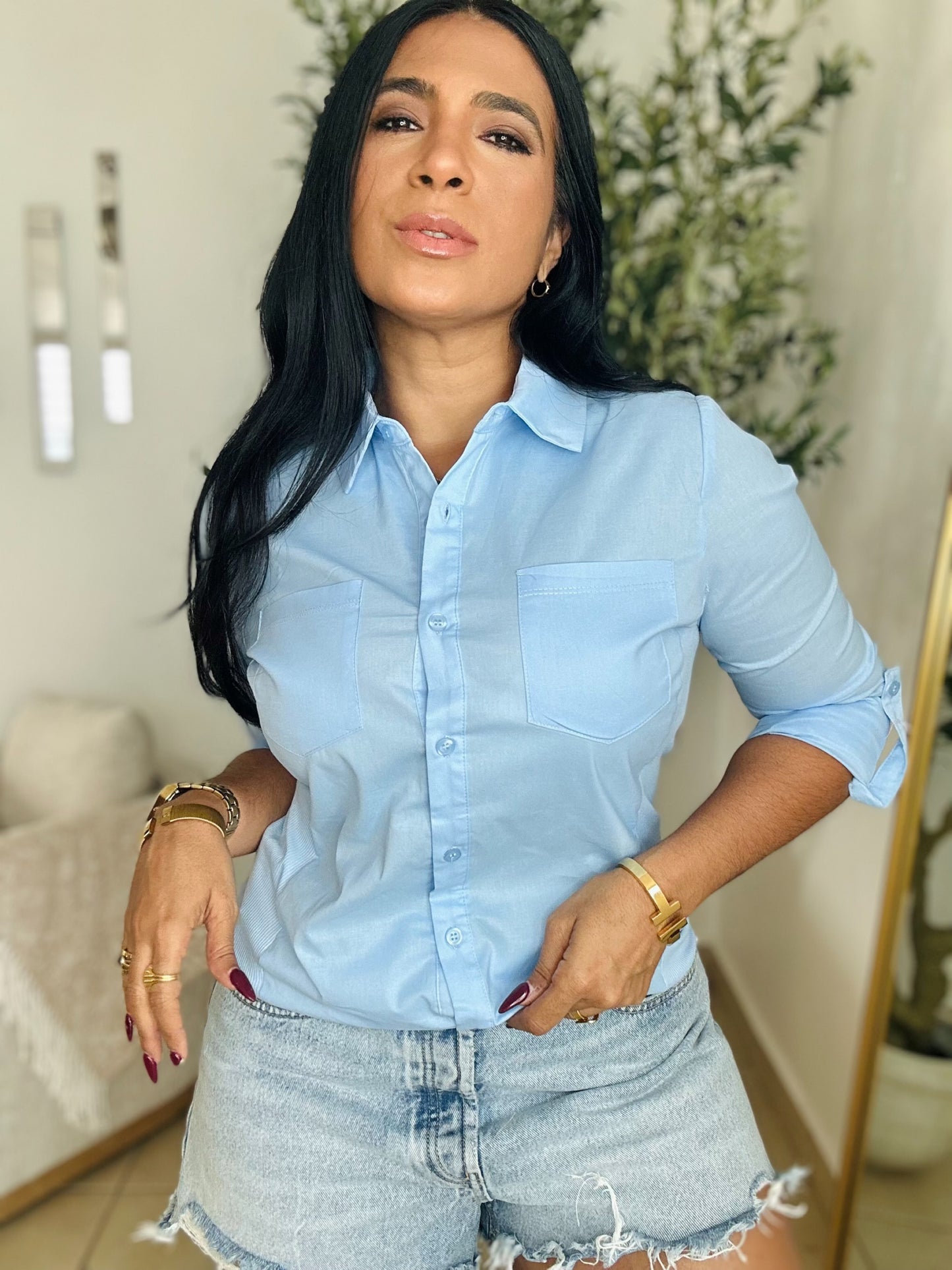 Cielos Blue  Spandex Blouse (esto es de lujo mami)