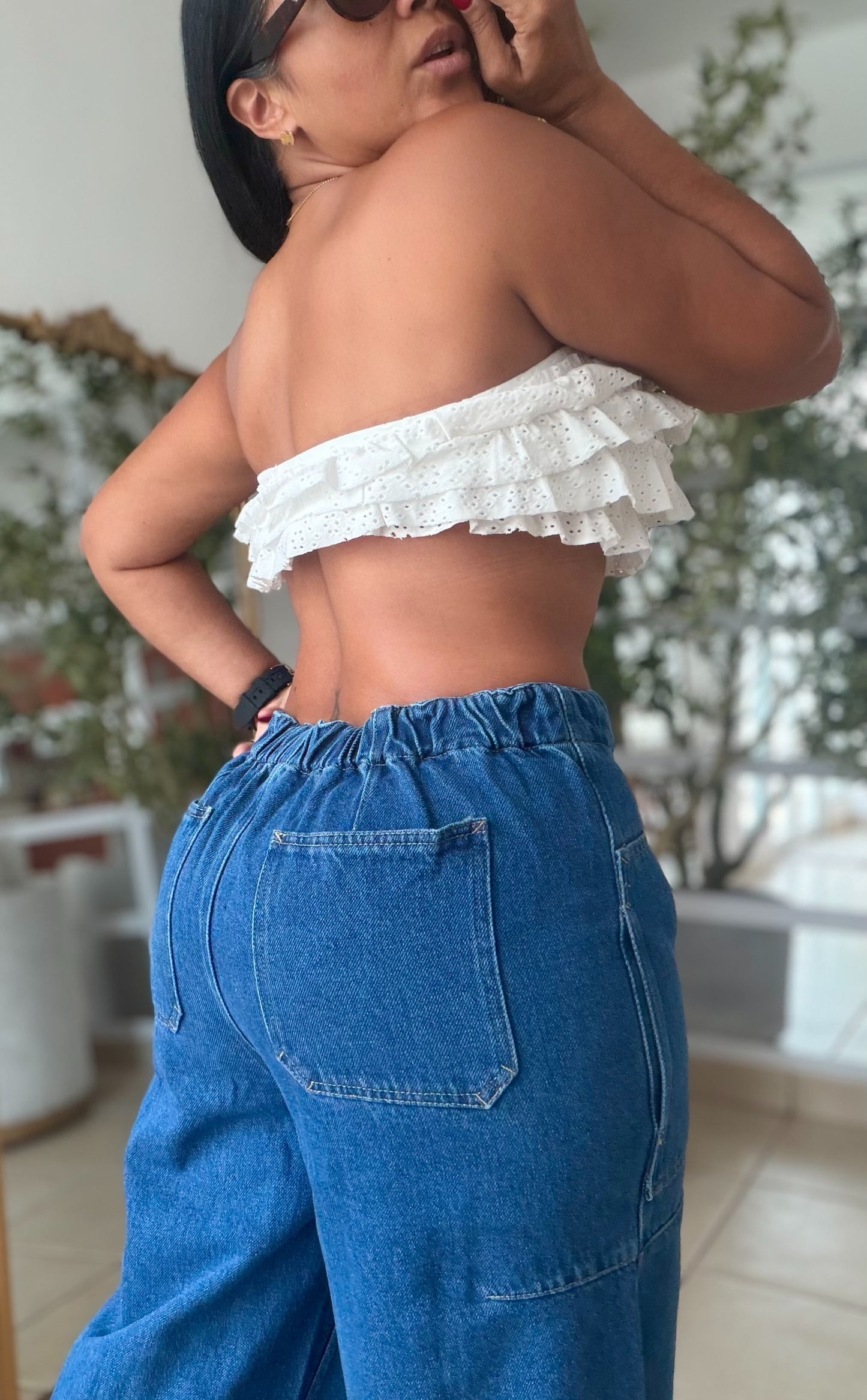 De Lujo Blue Espectacular Spandex Barrel Jeans (BAGGY AZUL)