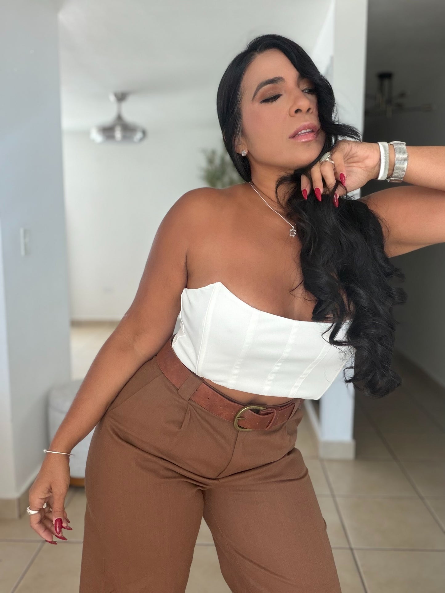 El mas bello del mundo!! Brown Spandex Linen Pants (incluye correa)SOLD