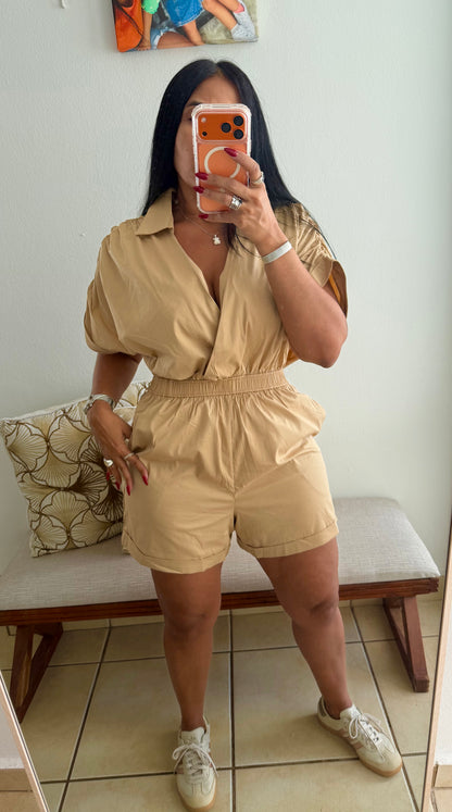 Lelas Spandex Tan Luxe Baggy Romper (tiene bolsillos)