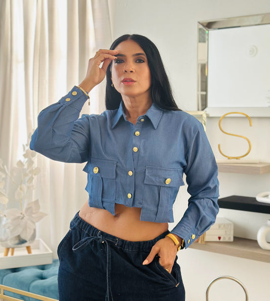 Mua Denim Oversized Spandex Luxe Top