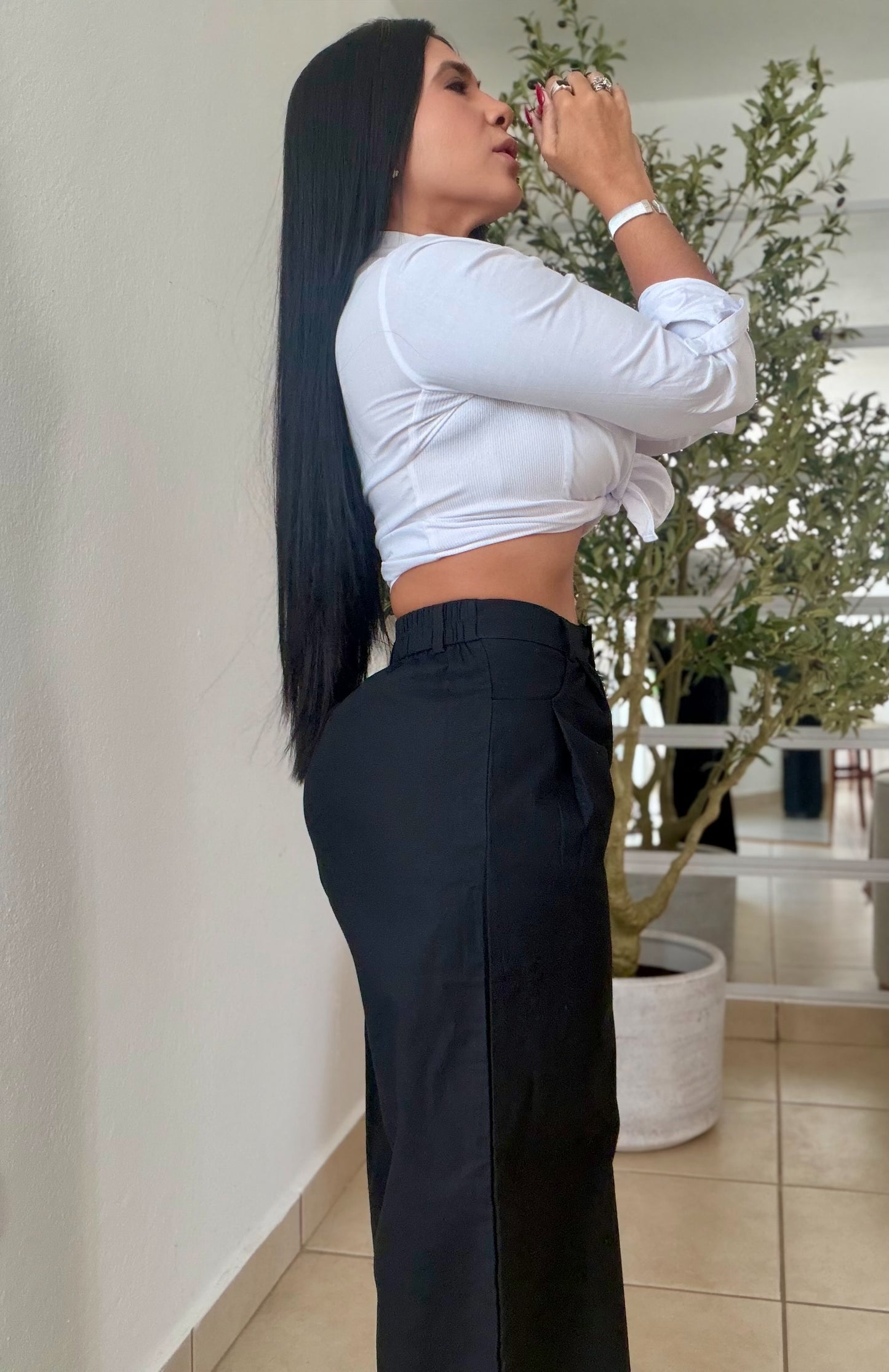 Y definitvamente es mío!! Omg! Black Blacky Luxe Linen Spandex Pants (incluye correa y es bien expandible!)Baggy Wide Leg(SOLD OUT)