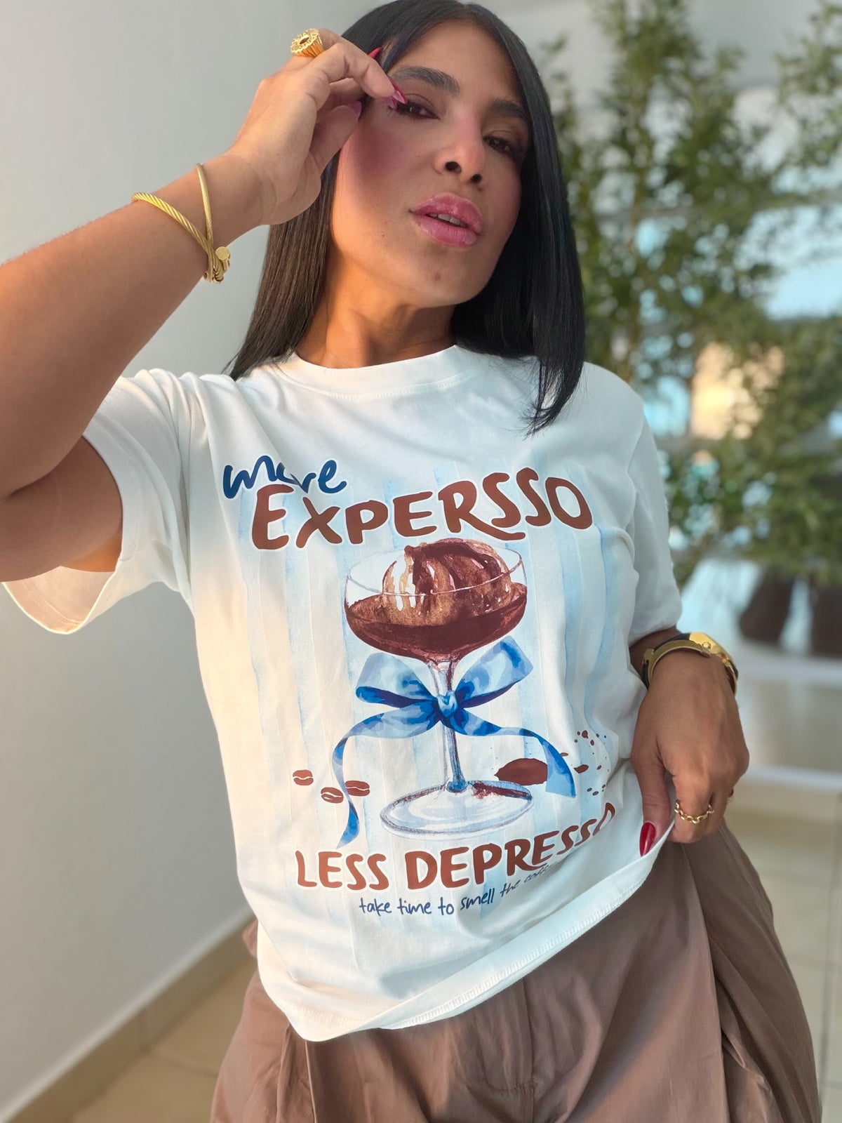 Cafè Expresso Luxe Spande Shirt Top White