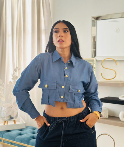 Mua Denim Oversized Spandex Luxe Top