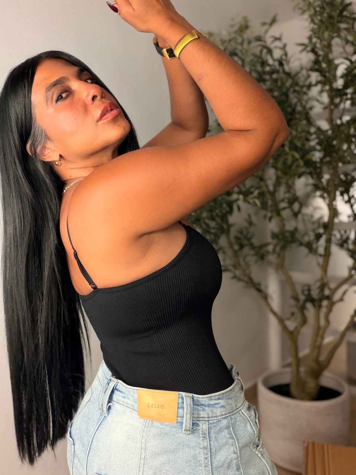 Black Bodysuit Spandex (tiras ajustables y removibles)