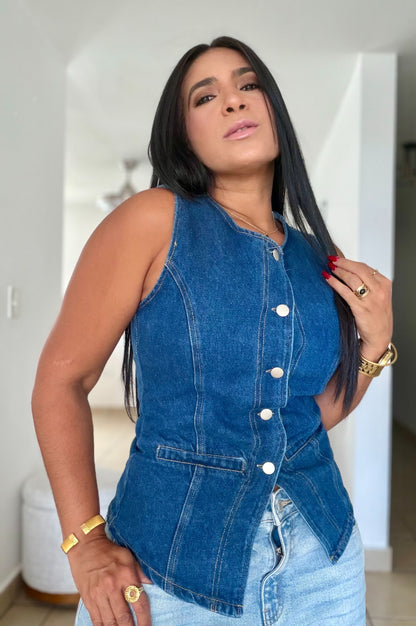 Darita Luxe Blue Denim Vest (SOLD)