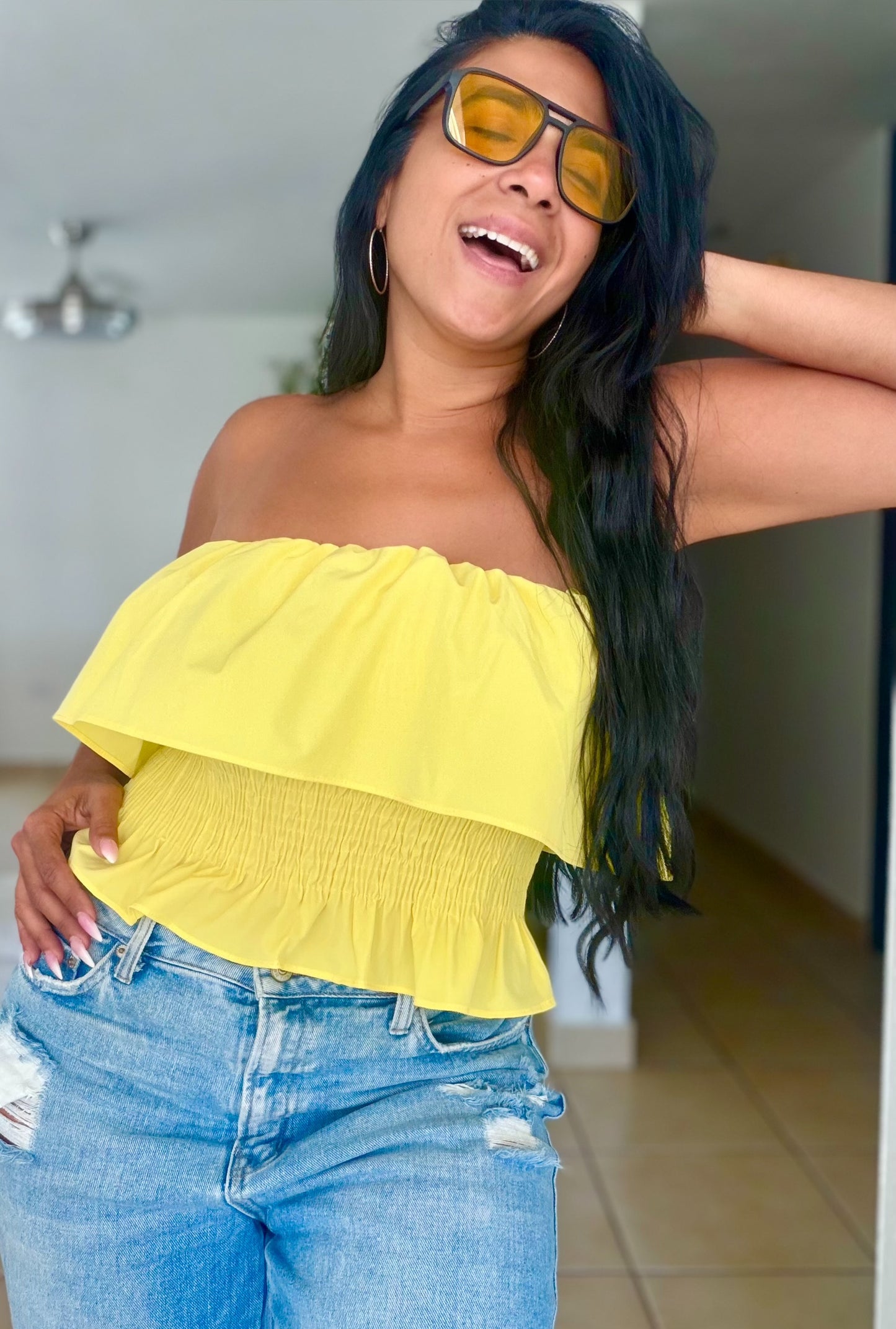 Yellow Summer Spandex Peplum Top (SOLD OUT)