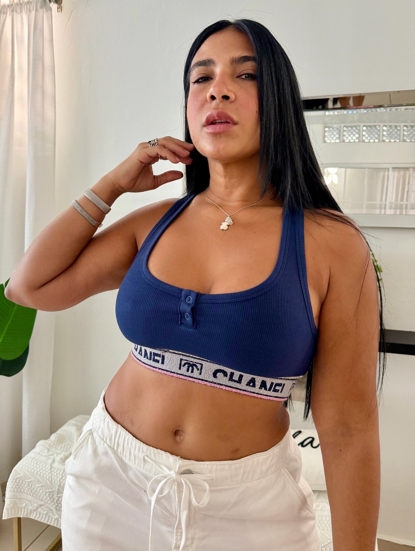 Inapirado Spandex Crop Top (ùnico color) Blue color azul