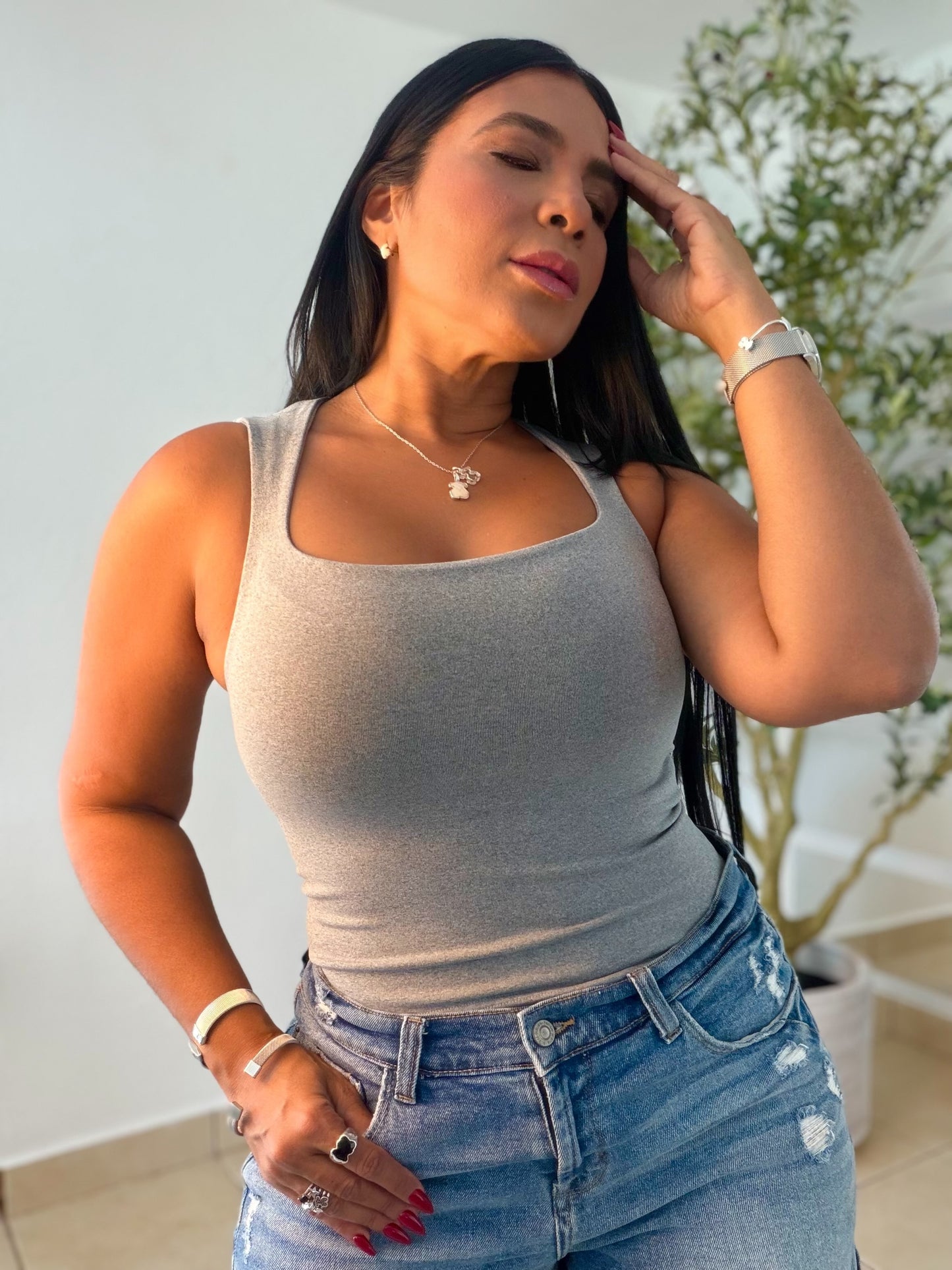 Gray (gris) Luxe Spandex Tank Basic (SOLD OUT GRACIAS)