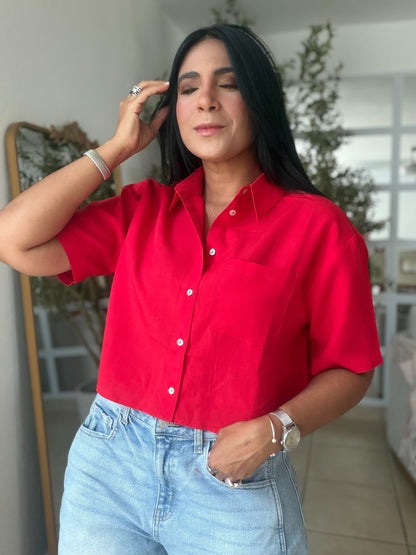 Mundial Choco Red Oversized Top