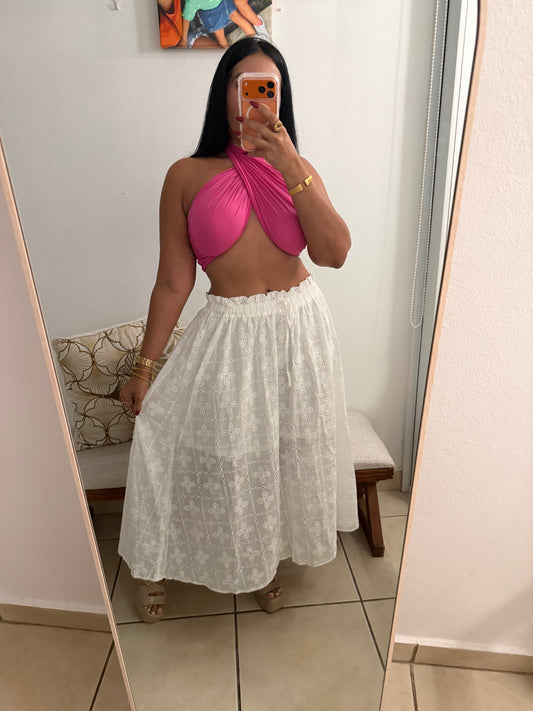 Eyelet White Expandible Total Falda de Lujo!!!