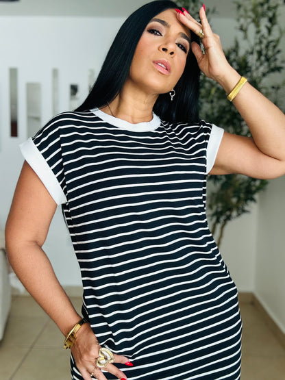 Ellas Black Spandex Premium Shirt Dress (tiene bolsillos) calidad mega premium