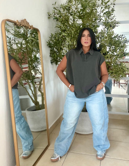 Charcoal Gray (gris) Luxe Urban 100% cotton Long Top (SOLD OUT)