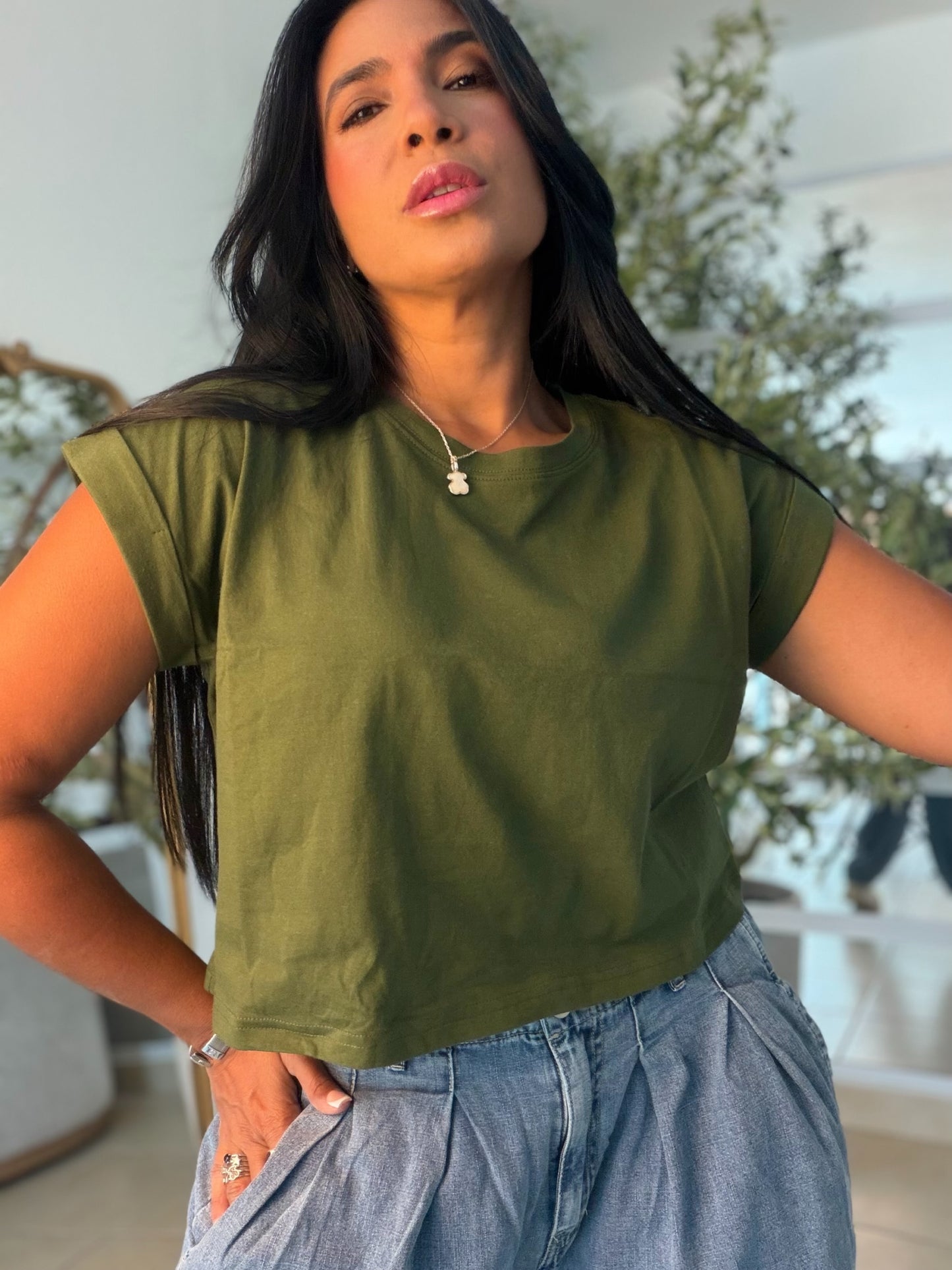 Military Green  Oversized Cotton Top (color verde)SOLD OUT GRACIAS