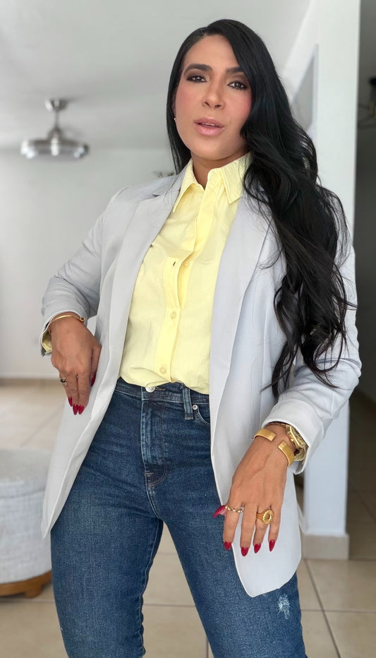 Lele Oversized Luxe Light Gray Blazer