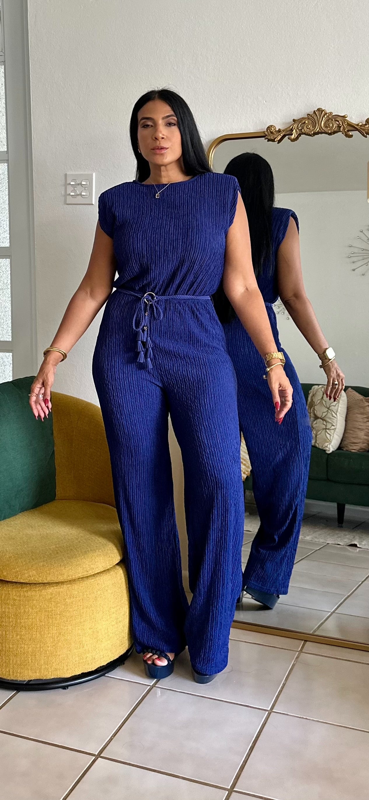 Bello Nautic Pleated Spandex JUMPSUIT (incluye cinturón removible)