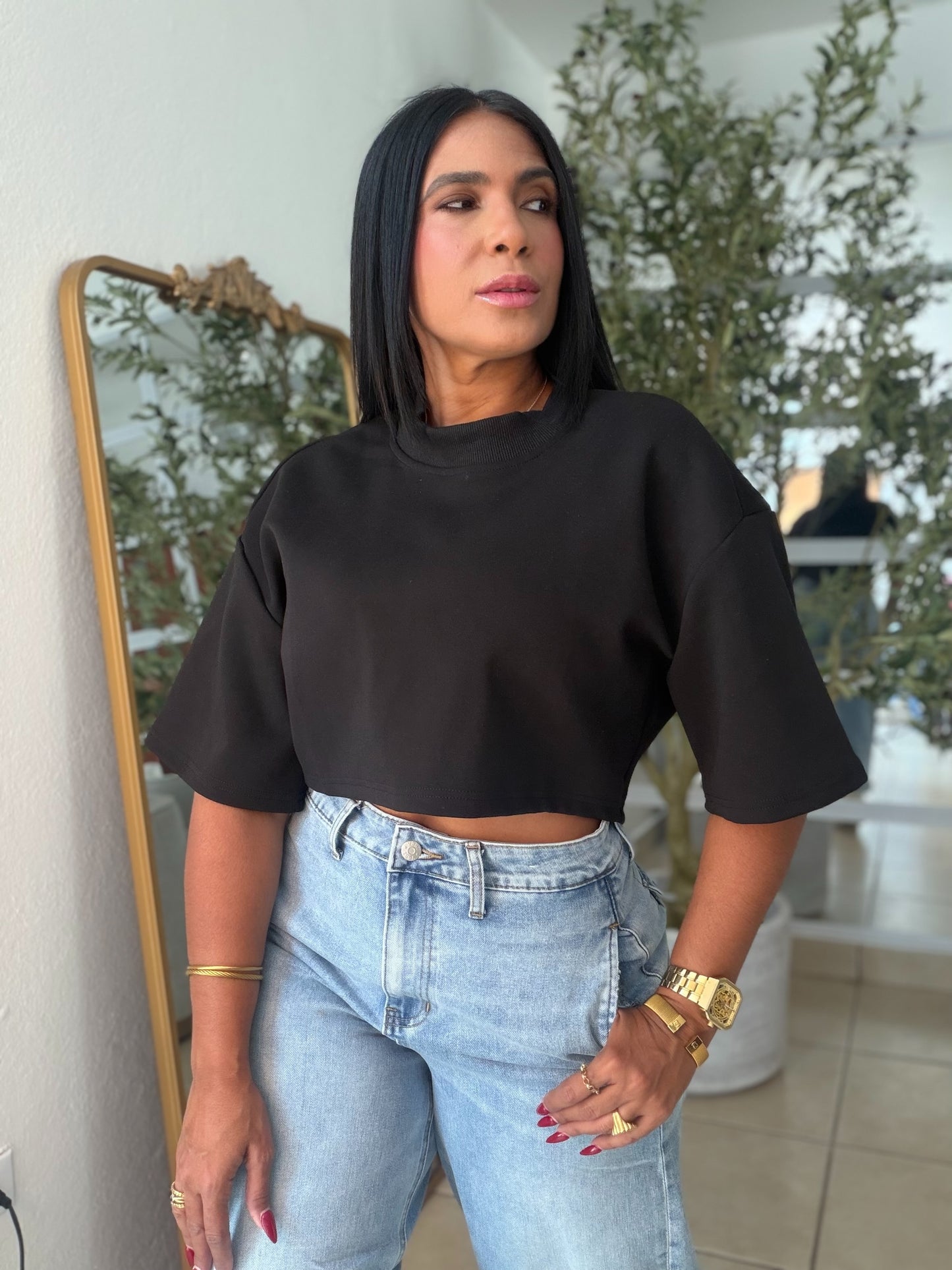Bkack  Luxe Oversized Top