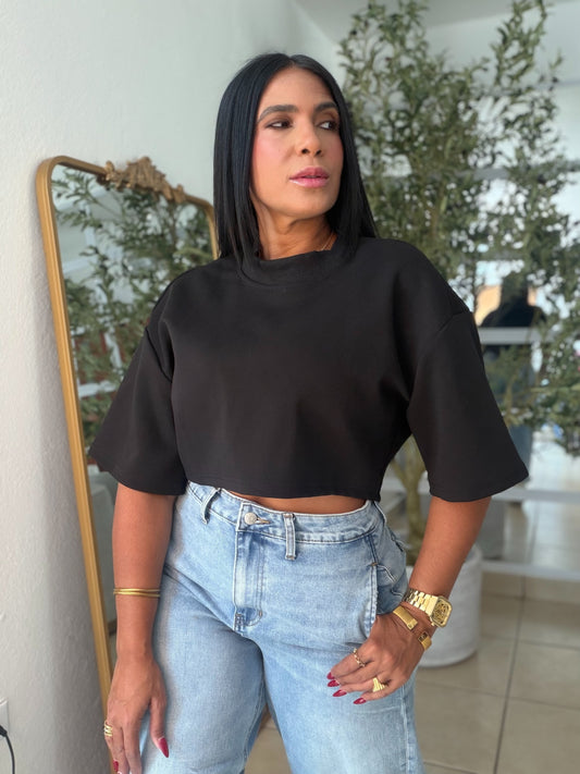 Bkack  Luxe Oversized Top