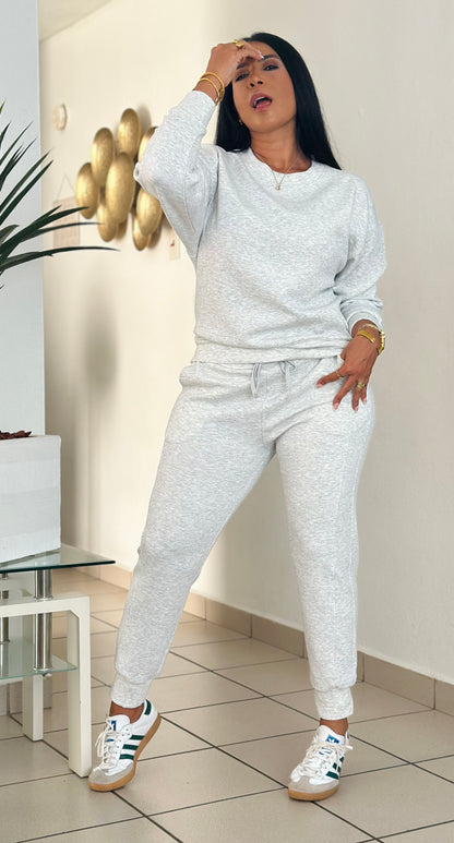 Portos Light Gray Spandex Jogger Pants Set (cubridor y tiene bolsillos)