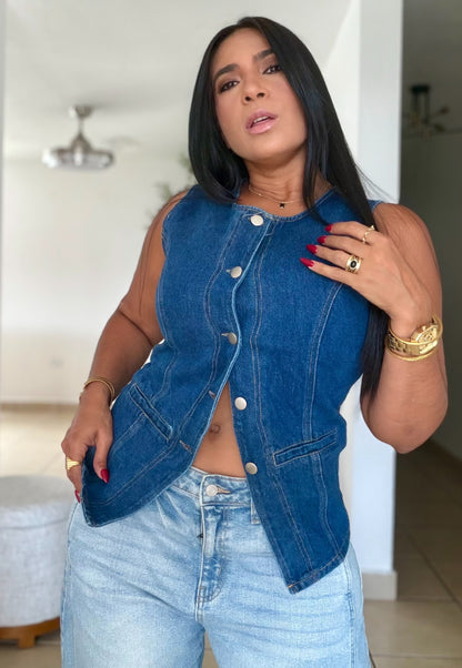 Darita Luxe Blue Denim Vest (SOLD)