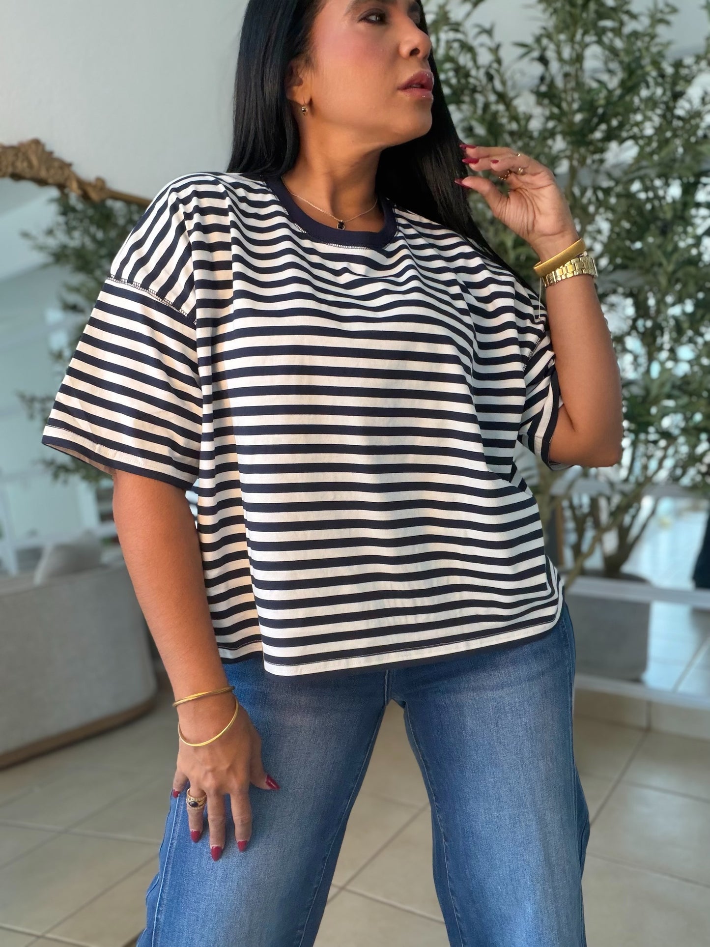 Naútico Navy Blue Striped Oversized Top (SOLD OUT GRACIAS)