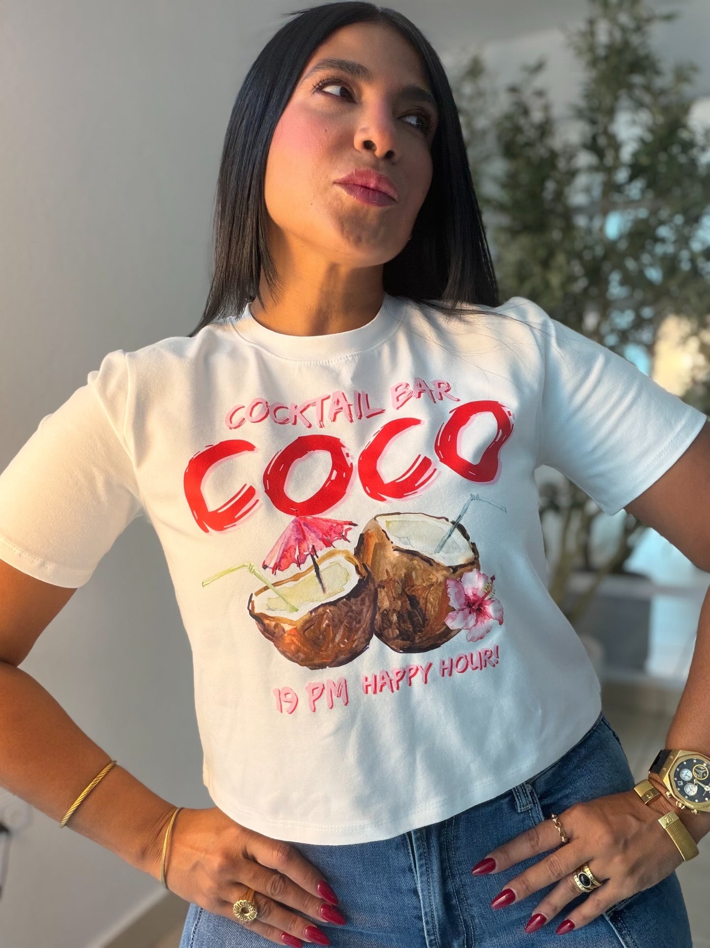 Hola Coco Graphic Luxe Top White (SOLD OUT GRACIAS)