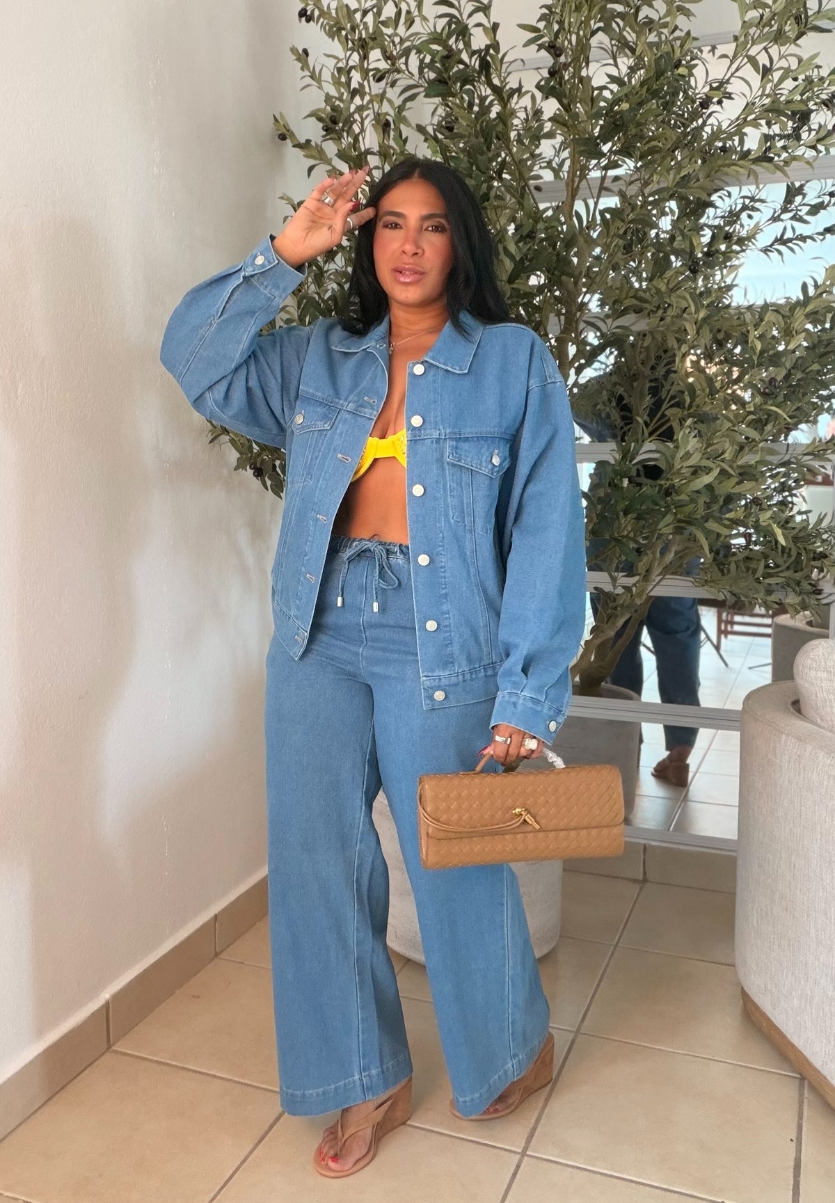 Oversized Denim Blue Jacket (ùsalo abierto con camisas debaho o como top cerrado)