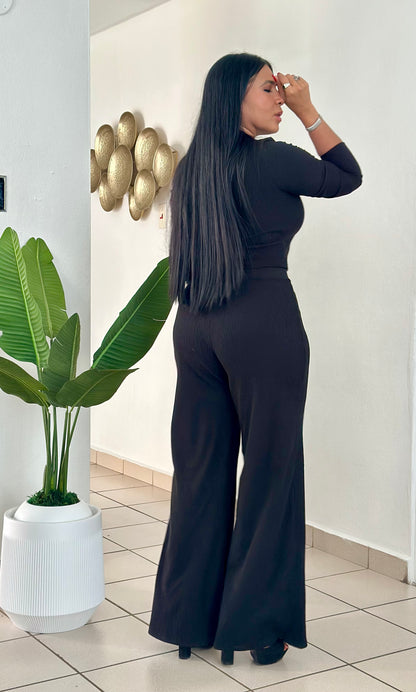 Black Spandex Premium Top and Pants Set (Bien expandible Y cómodo)