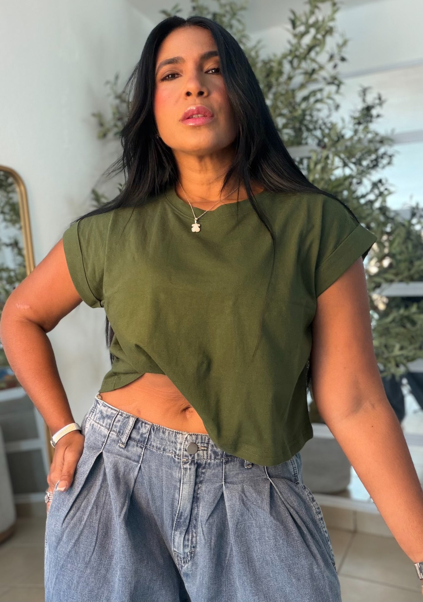 Military Green  Oversized Cotton Top (color verde)SOLD OUT GRACIAS