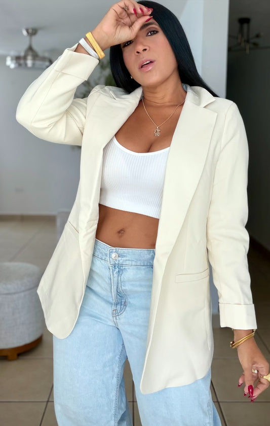 Asha Oversized Luxe Cream Blazer