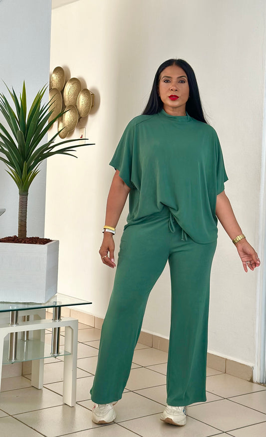 Hunter Green Oversized Travel Set Cotton Spandex Premium (para todo el año)