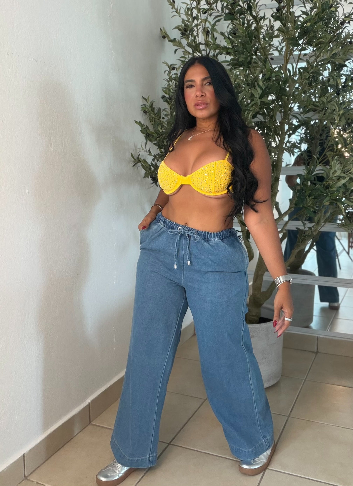 Baggy Denim Blue Spandex y Ajustable y Tiene Bolsillos