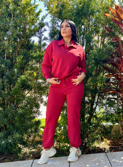 Leana Polo Red Travel Set Spandex (tiene bolsillos)