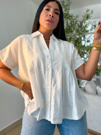 Luxe White Linen Oversized Blusòn (mangas se usan de dos formas) SOLD OUT GRACIAS