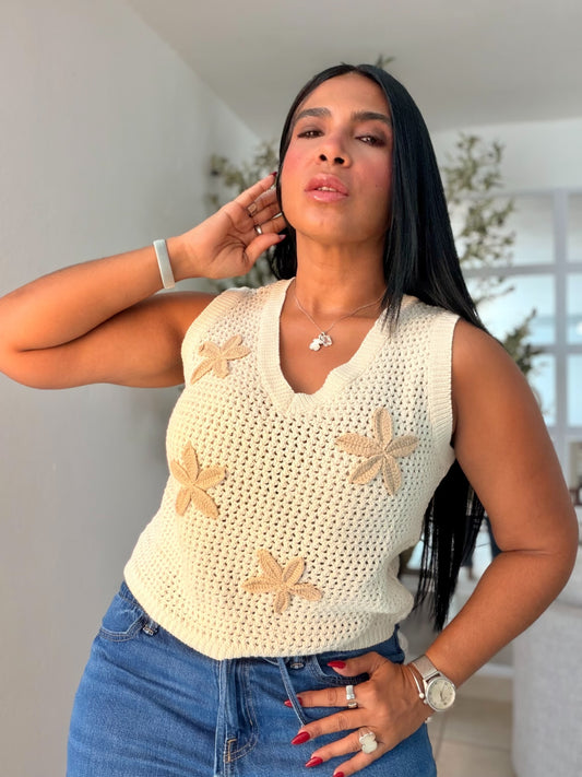 Estrellas Crochet Pretty Top Beige SOLD OUT GRACIAS