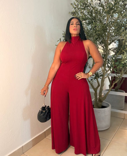 Wide Leg Jumpsuit Red Wine Suelto y forrito debajo spandex. Ajustable porque te trae  mamguillos. De lujo!