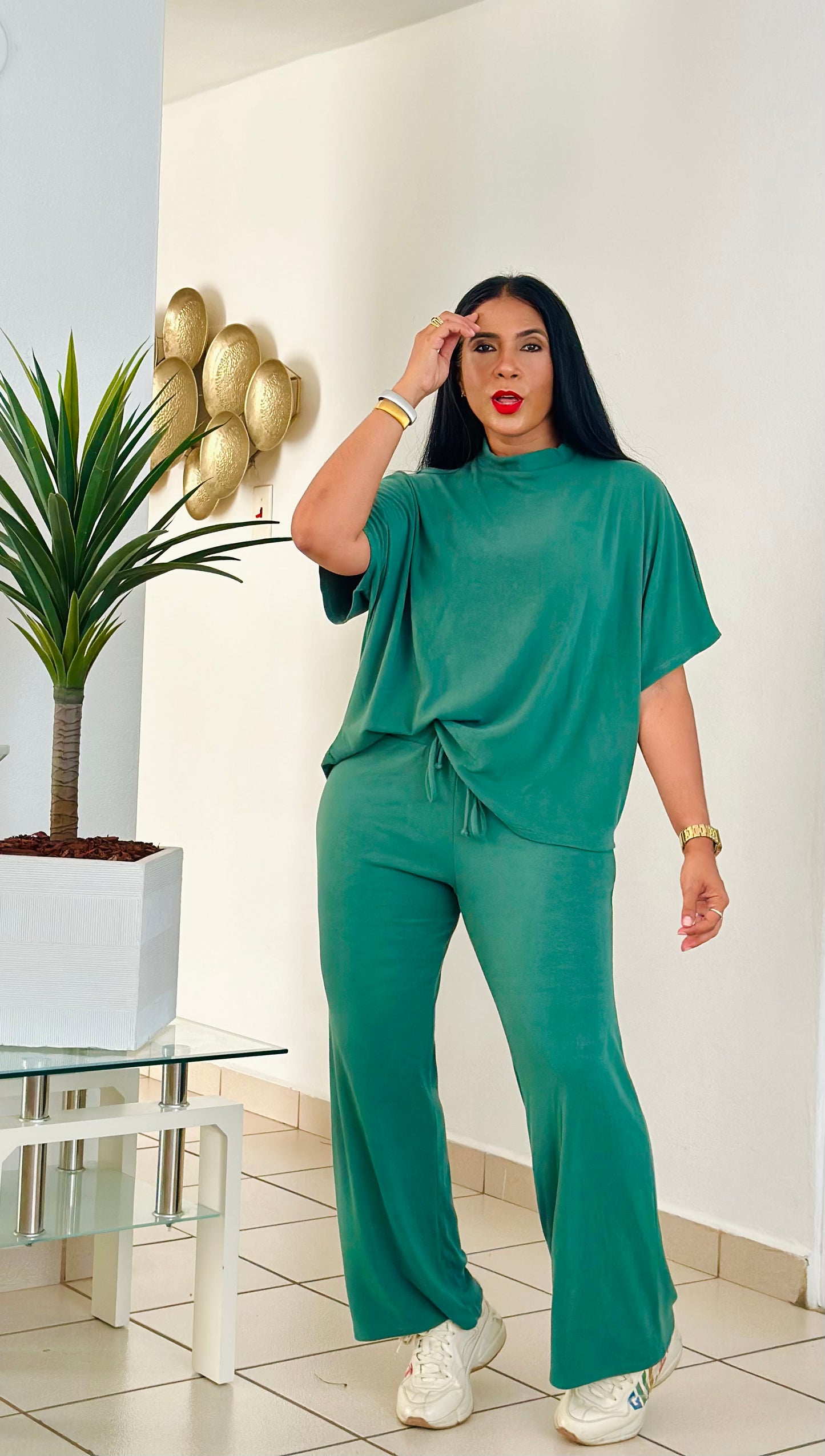 Hunter Green Oversized Travel Set Cotton Spandex Premium (para todo el año)