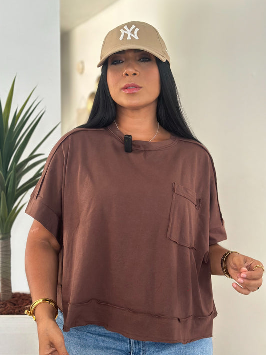Brown Chocolate Oversized Spandex Top