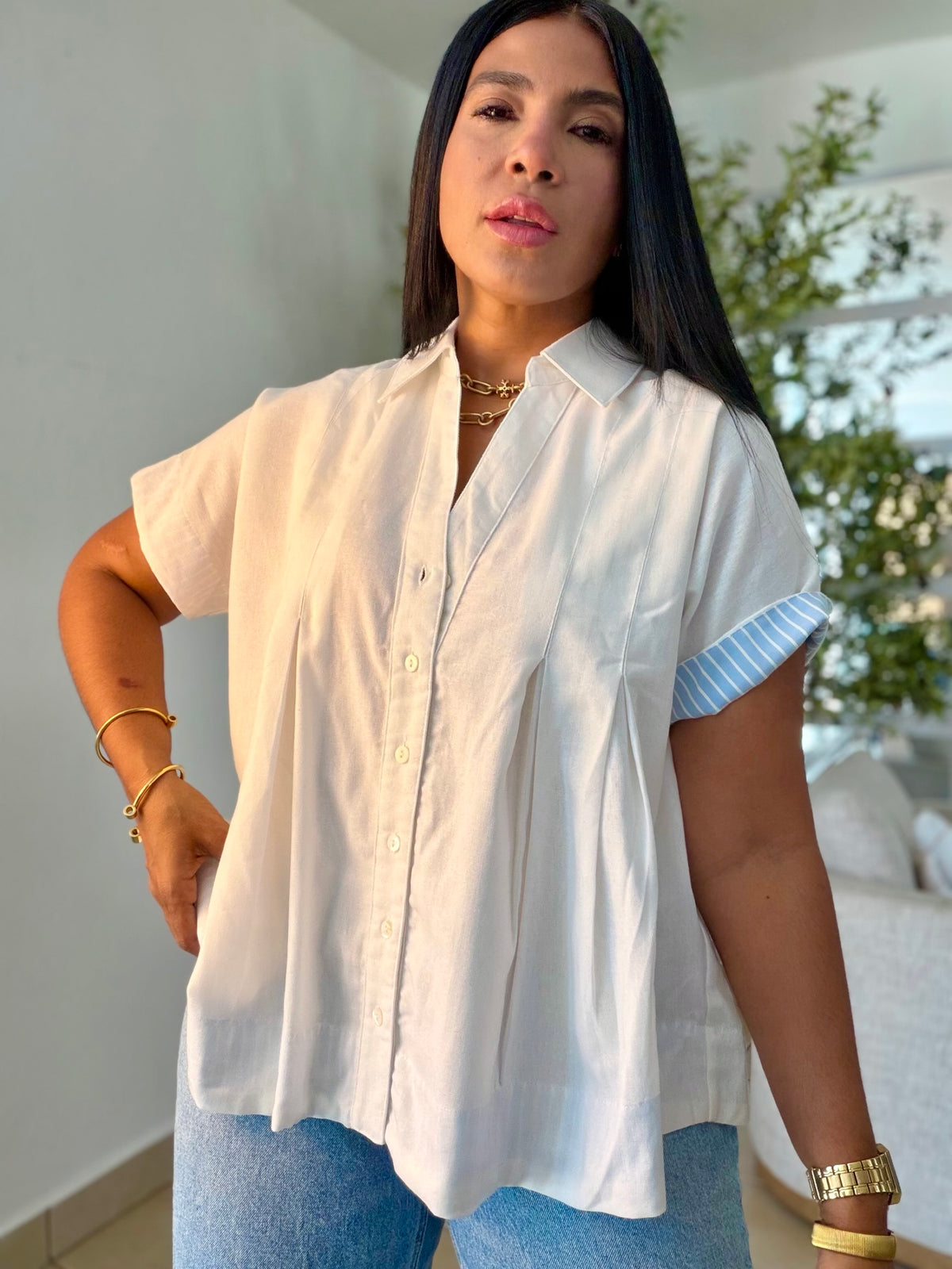 Luxe White Linen Oversized Blusòn (mangas se usan de dos formas) SOLD OUT GRACIAS