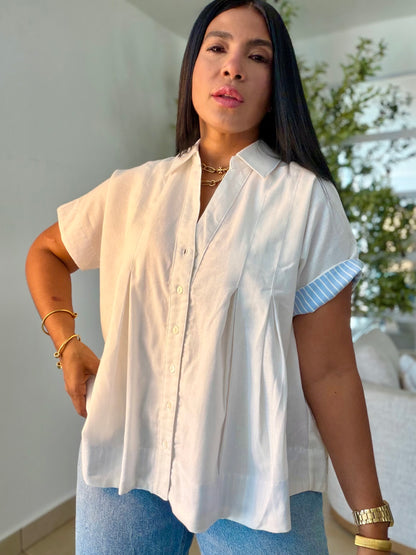 Luxe White Linen Oversized Blusòn (mangas se usan de dos formas) SOLD OUT GRACIAS
